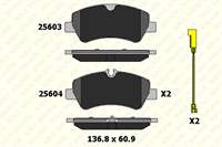 ARKA FREN BALATASI TRANSIT CUSTOM V362 V347 V348 2,2TDCI 12 /> (ARKA TEK TEKER) CIFT FISLI