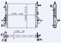 MOTOR RADYATOR TWINGO (96>) / (2 SIRA AL+PL) / (430X377X28)