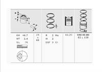 PISTON SEGMAN PARTNER SCUDO BERLINGO EXPERT JUMPY DW8 / DW8B (82,20MM) / (STD)